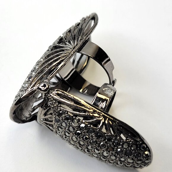 Flamboyant Designer type Knuckle Ring, Unique Knuckle Ring, Black diamond Ring - Picture 10 of 16